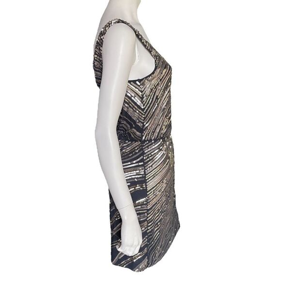 New Express Surplice Dress Black Gold Sequins Mini Sleeveless Tank Top Womens XS - Picture 7 of 12